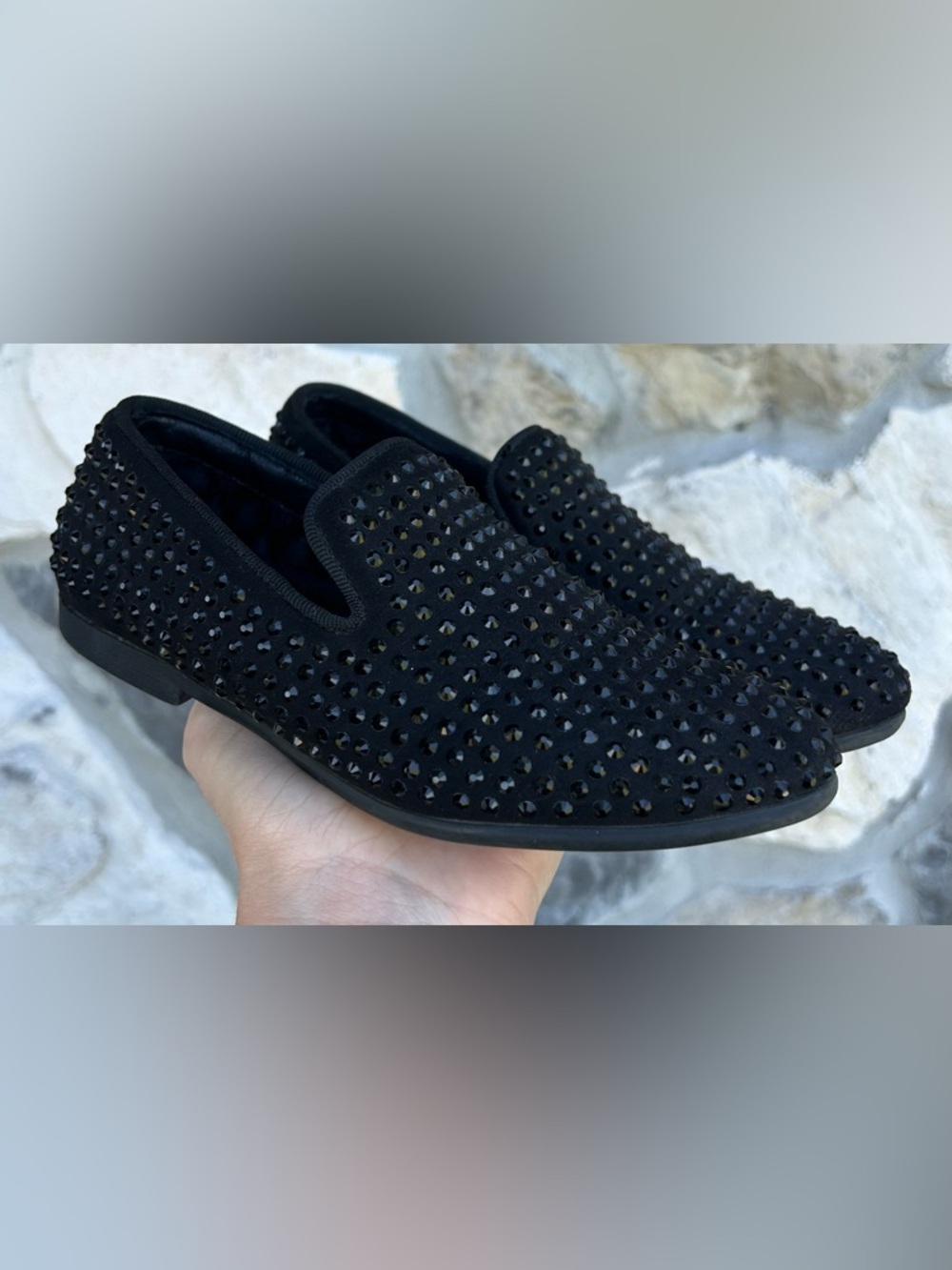 Steve Madden Little Boys Rhinestone Loafers Size 12 Black Dressy Formal Trendy - Picture 1 of 7
